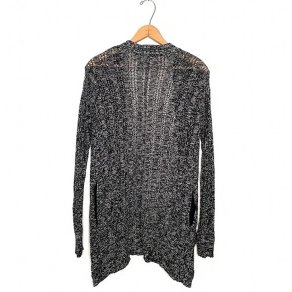 American Eagle | Black and White Marled Knit Open front Cardigan Sweater - Picture 8 of 11